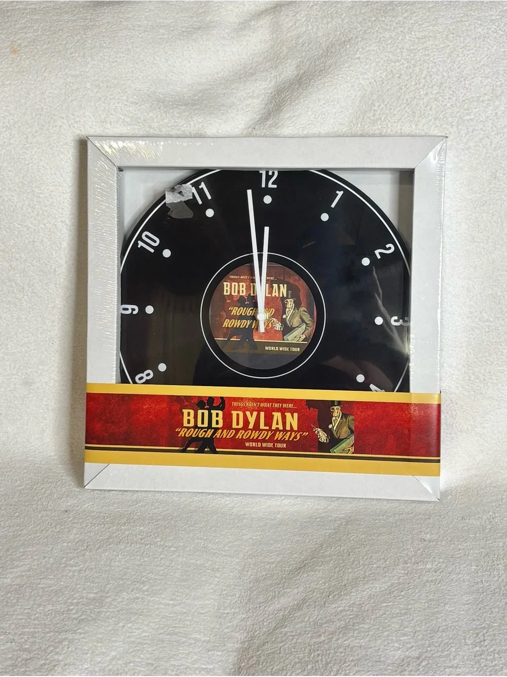 dylan Black and Red Vinyl Wall Clock with Tour Art